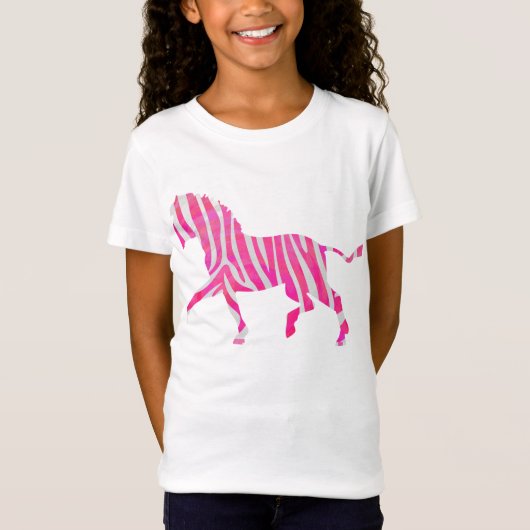 Zebra Hot Pink en White Silhouette T-shirt (Voorkant)