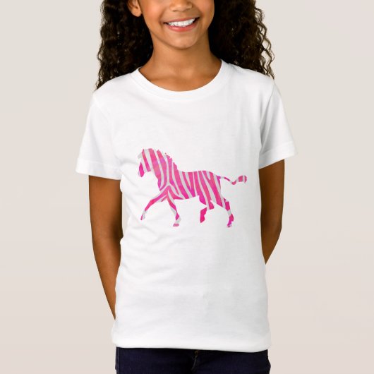 Zebra Hot Pink en White Silhouette T-shirt (Voorkant)