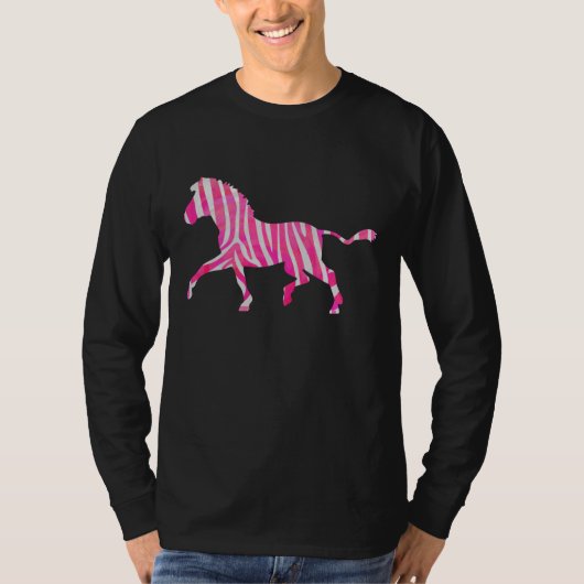 Zebra Hot Pink en White Silhouette T-shirt (Voorkant)