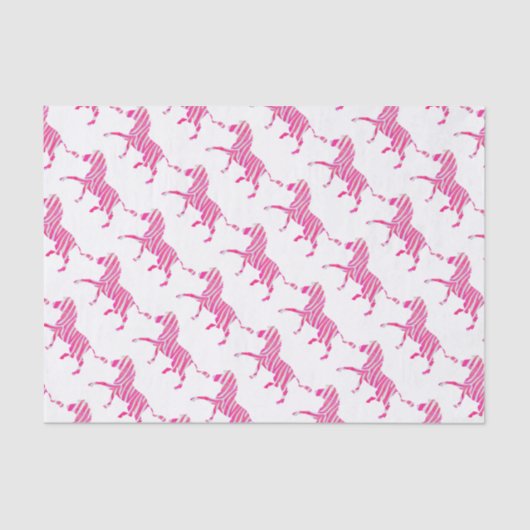 Zebra Hot Pink en White Silhouette Tissuepapier (Voorkant)