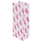 Zebra Hot Pink en White Silhouette Wijn Cadeautas (Achterkant Gekanteld)