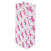 Zebra Hot Pink en White Silhouette Wijn Cadeautas (Voorkant Gekanteld)