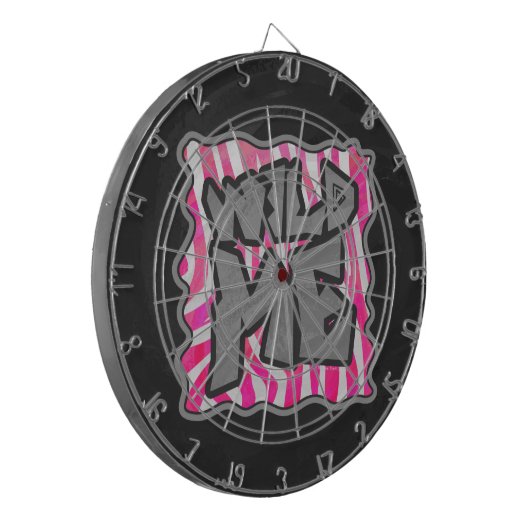 Zebra Hot Pink en White Wild Me Dartbord (Voorkant Links)