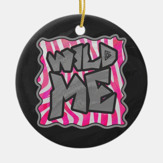 Zebra Hot Pink en White Wild Me Keramisch Ornament (Voorkant)