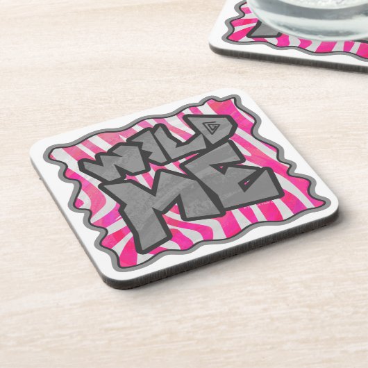 Zebra Hot Pink en White Wild Me Onderzetter (Linkerzijde)