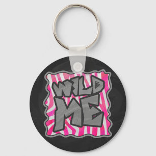 Zebra Hot Pink en White Wild Me Sleutelhanger