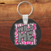 Zebra Hot Pink en White Wild Me Sleutelhanger (Voorkant)