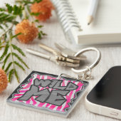 Zebra Hot Pink en White Wild Me Sleutelhanger (Voorkant Rechts)