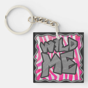 Zebra Hot Pink en White Wild Me Sleutelhanger