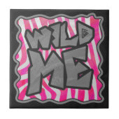 Zebra Hot Pink en White Wild Me Tegeltje (Voorkant)