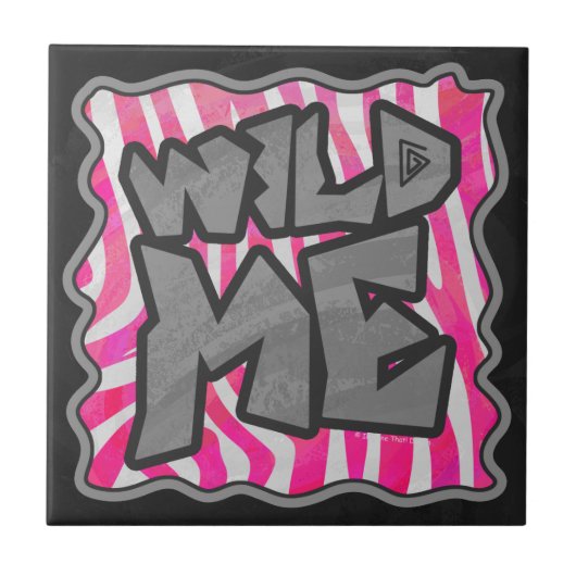 Zebra Hot Pink en White Wild Me Tegeltje (Voorkant)