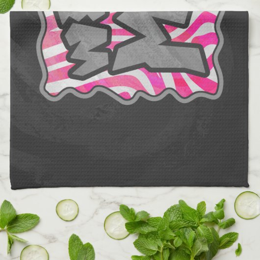 Zebra Hot Pink en White Wild Me Theedoek (Gevouwen)