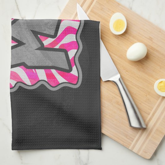 Zebra Hot Pink en White Wild Me Theedoek (Quarter Fold)