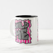 Zebra Hot Pink en White Wild Me Tweekleurige Koffiemok (Voorkant links)