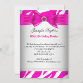 Zebra Hot Pink High Hiel Shoe Birthday Party Kaart (Achterkant)