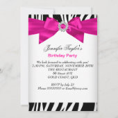 Zebra Hot Pink High Hiel Shoe Black Birthday Bow Kaart (Achterkant)