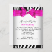 Zebra Hot Pink High Hiel Shoe Black Birthday Party Kaart (Achterkant)