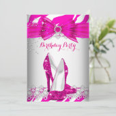 Zebra Hot Pink High Hielleace Parelpleisterfeest Kaart (Staand voorkant)