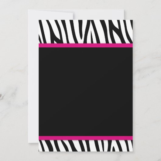 Zebra Hot Pink Printed Bow Sweet 16 Birthday Party Kaart (Achterkant)