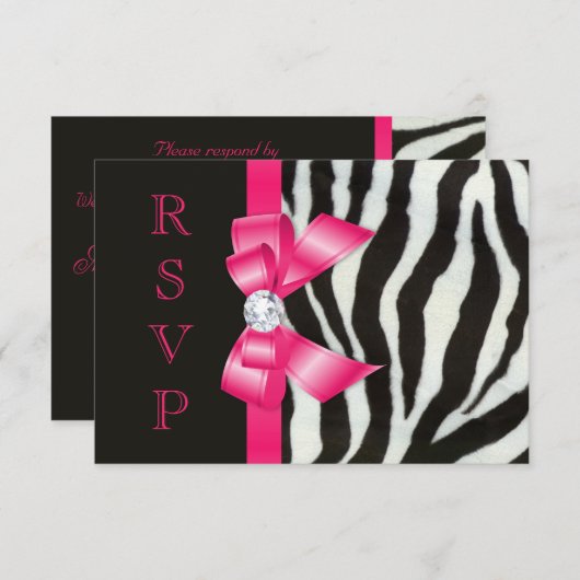 Zebra Hot Pink RSVP (Voorkant / Achterkant)