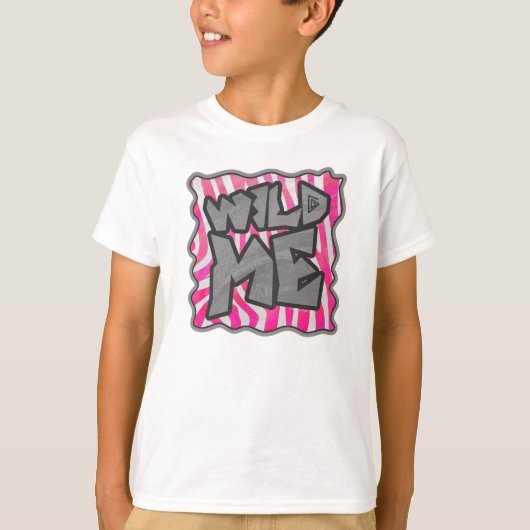 Zebra Hot Roze en Witte Wild Me T-shirt (Voorkant)