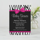 Zebra Hot-roze gedrukte Baby shower Kaart (Staand voorkant)