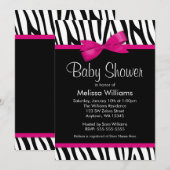 Zebra Hot-roze gedrukte Baby shower Kaart (Voorkant / Achterkant)