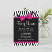 Zebra Hot-roze gedrukte Baby shower Kaart (Staand voorkant)