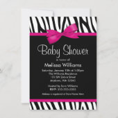 Zebra Hot-roze gedrukte Baby shower Kaart (Voorkant)