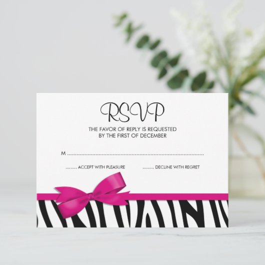 Zebra Hot-roze printplaat RSVP (Staand voorkant)
