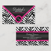 Zebra Hot-roze zwart met zwarte shimmer-logo Visitekaartje (Voorkant / Achterkant)
