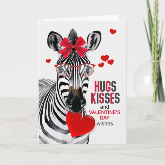 Zebra Hugs and Kisses Valentine's Day Feestdagen Kaart (Voorkant)