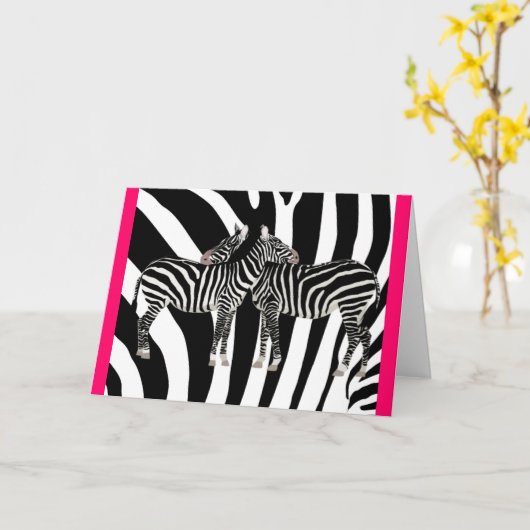 Zebra Hugs Kaart (Gele Bloem)
