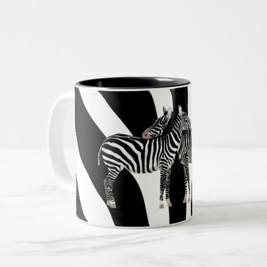 Zebra Hugs Tweekleurige Koffiemok (Voorkant links)