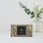 Zebra huid Golden Stripes Geometrische Glam Vip Visitekaartje (Staand voorkant)