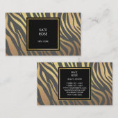 Zebra huid Golden Stripes Geometrische Glam Vip Visitekaartje (Voorkant / Achterkant)