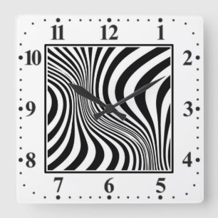 Zebra Huid Print Textuur Patroon Vierkante Klok