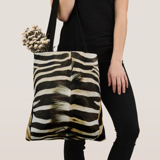 Zebra huid tote bag (Dichtbij)
