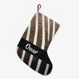 Zebra huidafdruk kleine kerstsok