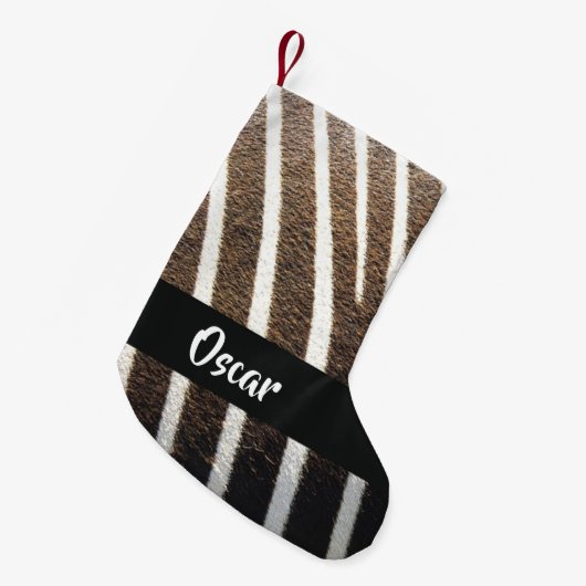 Zebra huidafdruk kleine kerstsok (Voorkant (Hangend))