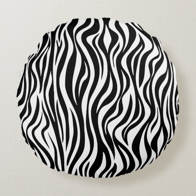 Zebra huidafdruk rond kussen (Voorkant)