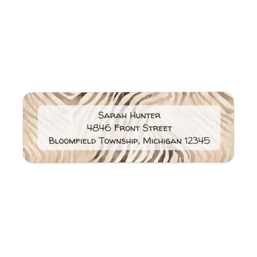 Zebra Huiddier, oerwoud safari retouradres Etiket (Voorkant)