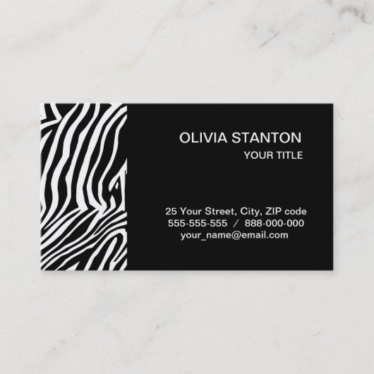 Zebra huidpatroon visitekaartje (Voorkant)