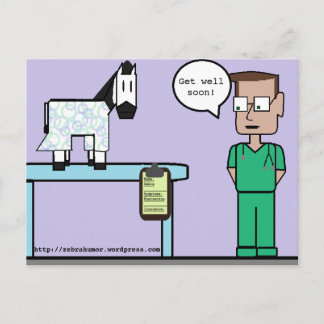 Zebra Humor "Get well soon" Briefkaart