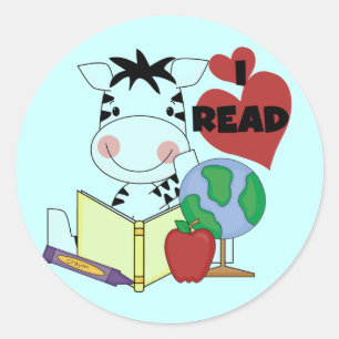 Zebra Ik lees overhemden en cadeaus Ronde Sticker