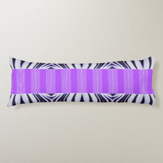 Zebra Illusion - Modern Abstrakt Purple Lilac Lichaamskussen (Voorkant)