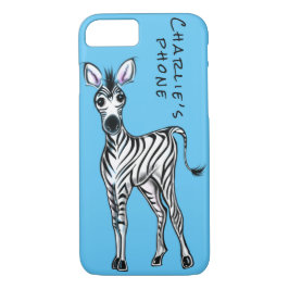 Zebra illustratie - blauw 	iPhone 8/7 hoesje