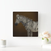 Zebra Illustratie exotische Wildlife Square Vierkante Klok (Huis)