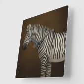 Zebra Illustratie exotische Wildlife Square Vierkante Klok (Hoek)