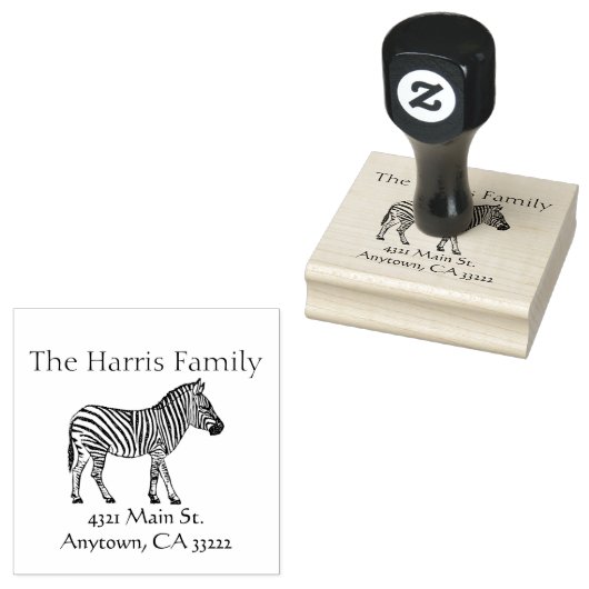 Zebra Illustratie gepersonaliseerd Rubberstempel (Gestempeld)